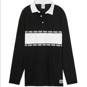 VS PINK Black Rugby Shirt